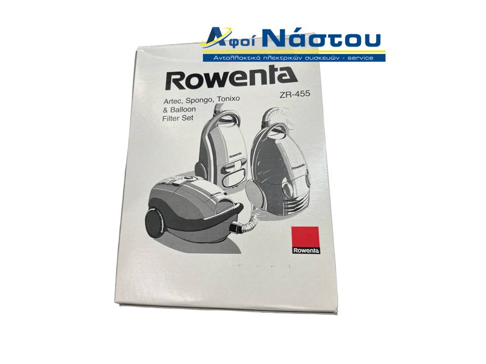 Σακούλα σκούπας ROWENTA ARTEC / SPONGO / TONIXO / BALLOON ανταλλακτικά ZR-455 , χάρτινες σακούλες με διπλά τοιχώματα + 2 μικροενεργά φίλτρα , original 